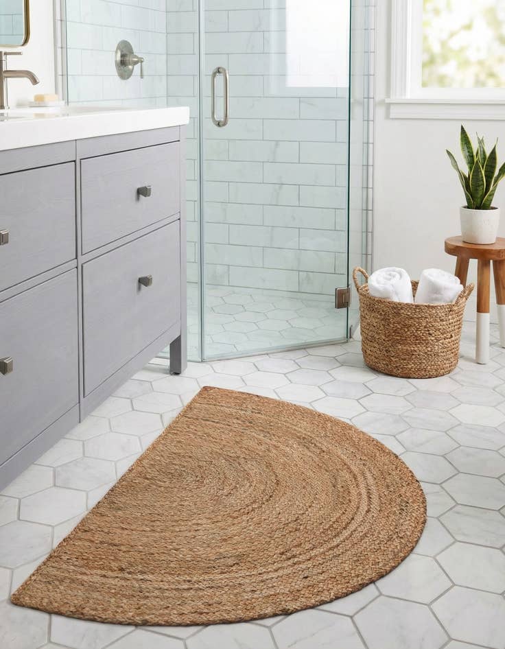 Detail image of  2' 7 x 4' 1  Hand Braided Jute Hearth Rug