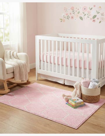 Light Pink Trellis Frieze Rug
