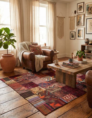 4' x 6' Hand Woven Kilim Patchwork Wool Rug