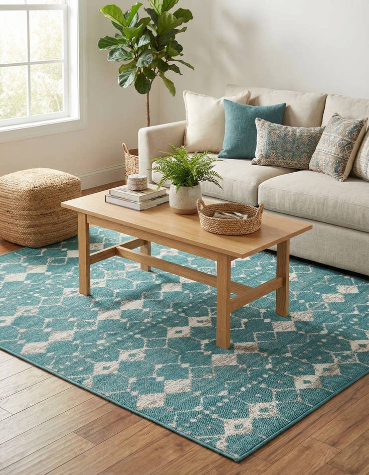 Detail image of 4' x 6'  Washable Trellis Indoor / Outdoor Rug