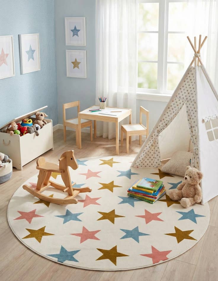 Detail image of 7' 10 x 7' 10 Whimsy Kids Round Rug