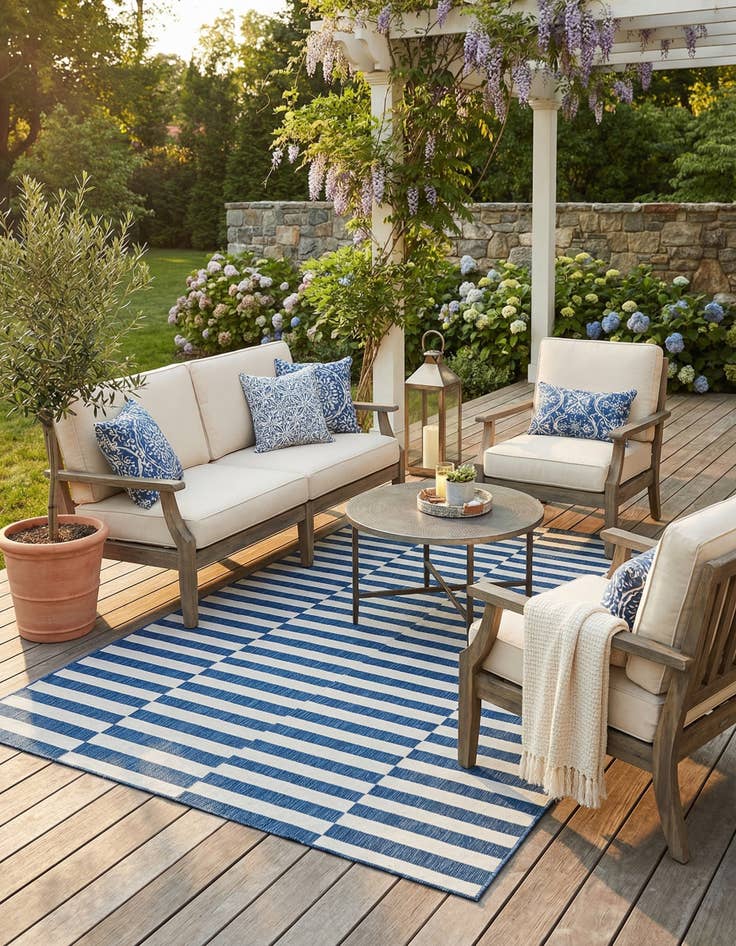 Detail image of 6' x 9'  Washable Striped Indoor / Outdoor Rug