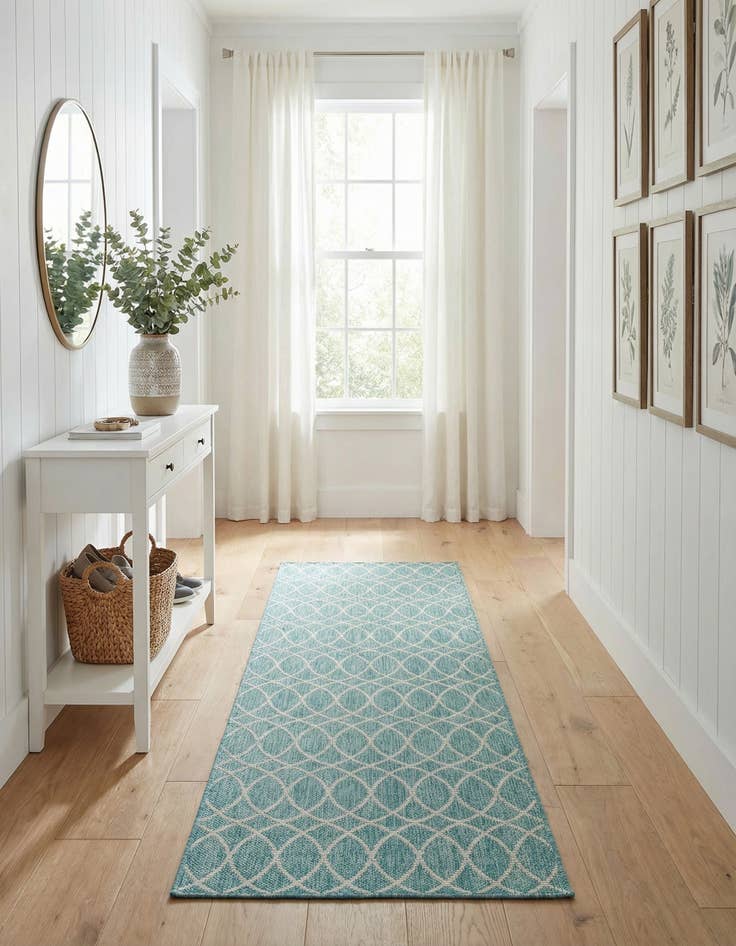 Detail image of 3' x 10'  Washable Trellis Indoor / Outdoor Runner Rug