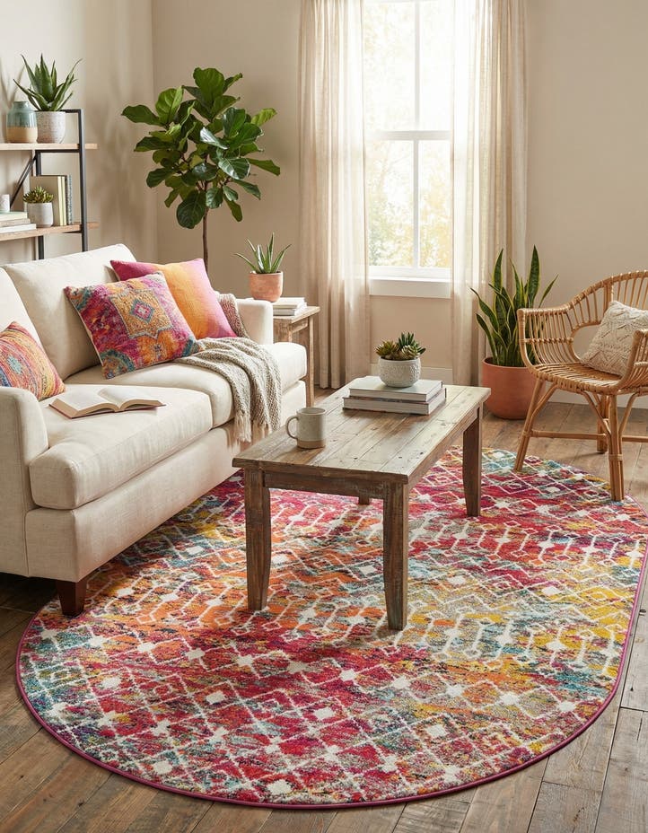 5' 3 x 8' Moroccan Trellis Oval Rug