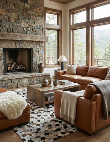 5' 1 x 8' 1 Cowhide Leather Rug