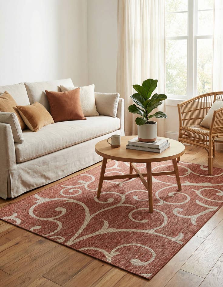 Detail image of 4' x 6'  Washable Botanical Indoor / Outdoor Rug