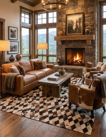 6' 7 x 9' 11 Cowhide Stocks Rug
