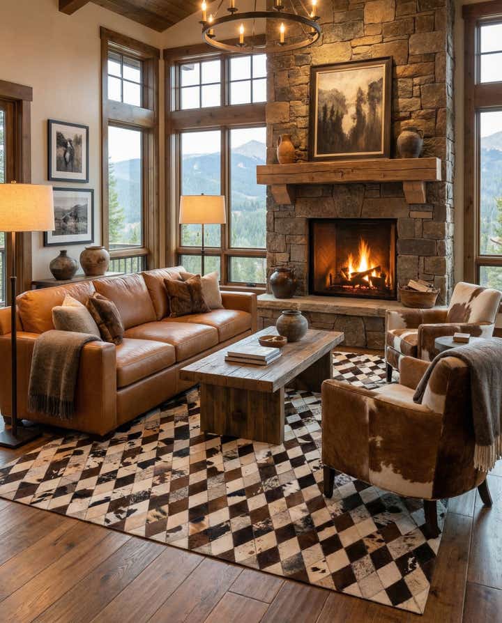 6' 7 x 9' 11 Cowhide Stocks Rug