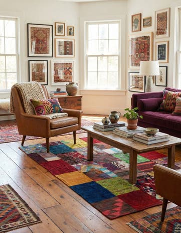 4' 2 x 5' 10 Hand Woven Kilim Patchwork Wool Rug