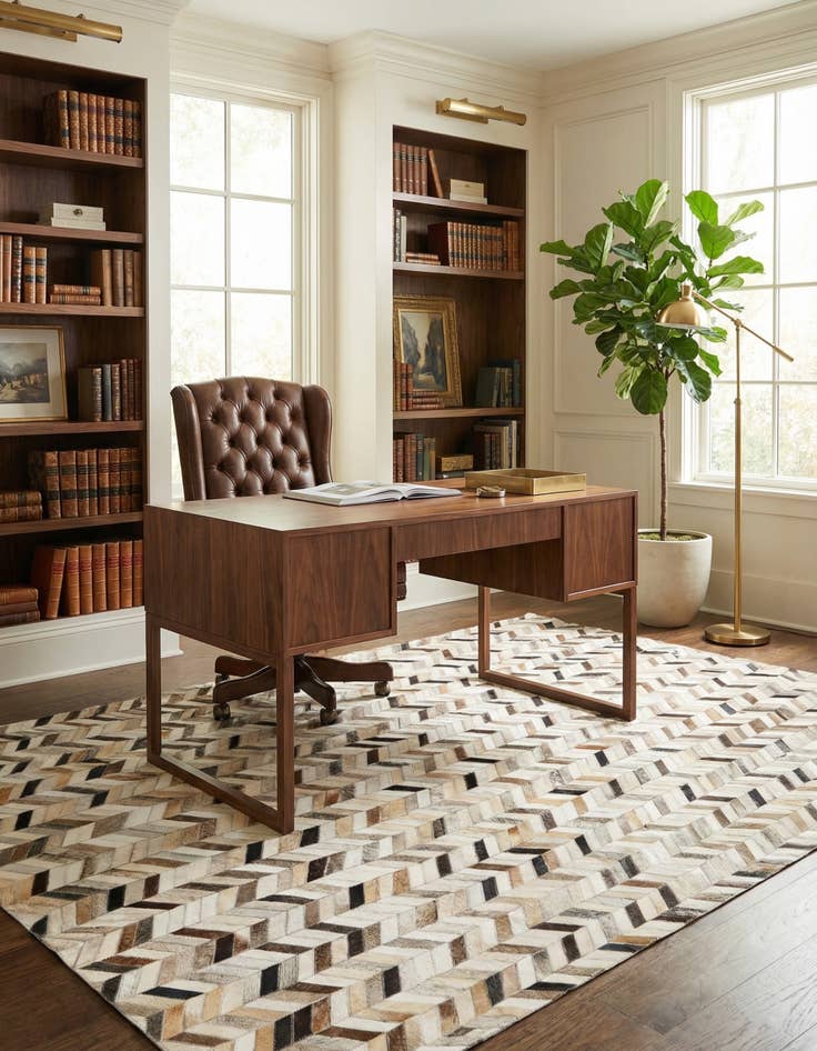 Detail image of 4' 10 x 7' 10 Cowhide Leather Rug