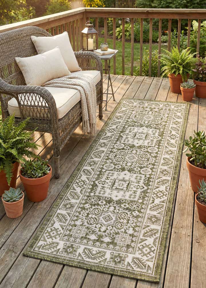 2' x 6' Easy-Clean Aztec Indoor / Outdoor Runner Rug