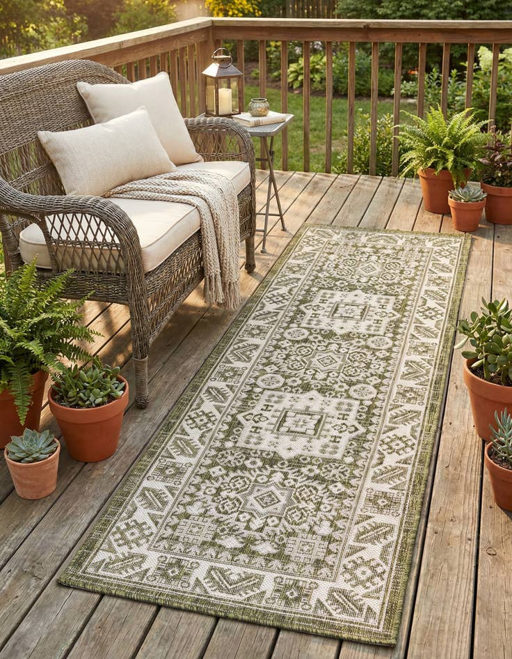 Detail image of 2' x 6' Easy-Clean Aztec Indoor / Outdoor Runner Rug