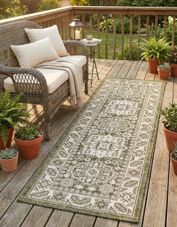 2' x 6' Easy-Clean Aztec Indoor / Outdoor Runner Rug