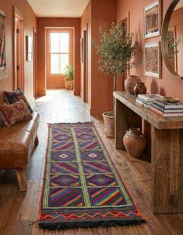 2' 2 x 7' Hand Knotted Kilim Fars Persian Wool Runner Rug