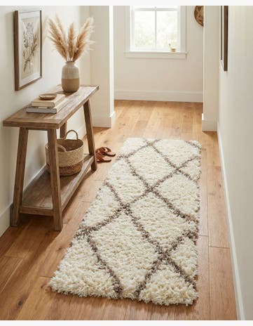 Pearl and Khaki Infinity Shag Runner Rug