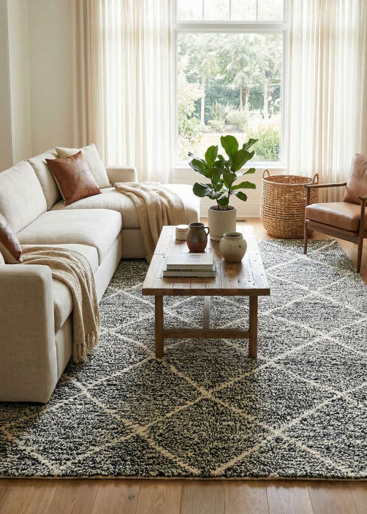 6' 5 x 10' Hand Knotted Moroccan Wool Rug