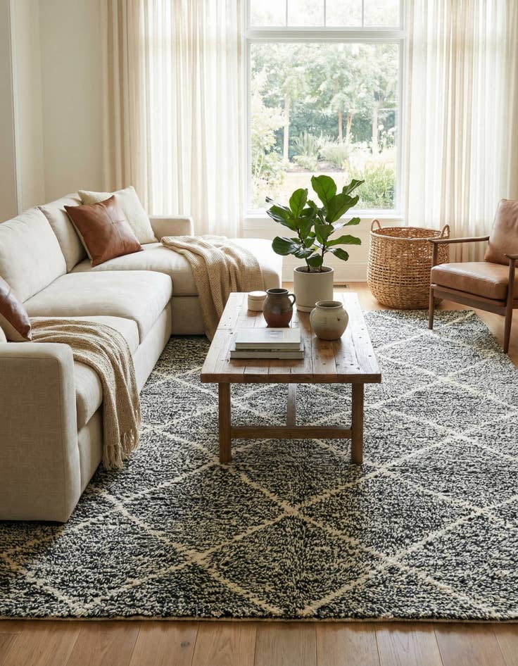 Detail image of 6' 5 x 10' Hand Knotted Moroccan Wool Rug