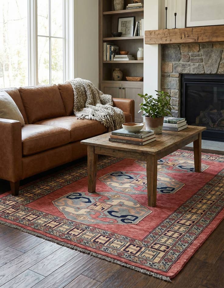 Detail image of 4' 4 x 5' 10 Hand Knotted Kazak Oriental Wool Rug