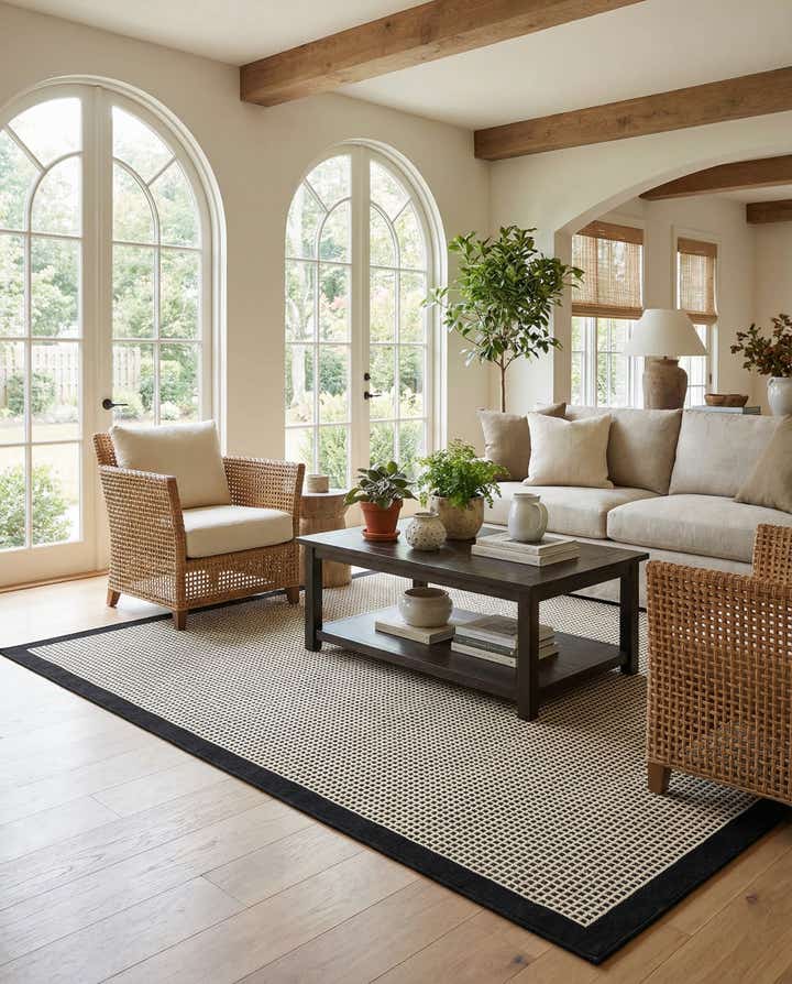 7' 10 x 7' 10 Easy-Clean Border Indoor / Outdoor Square Rug