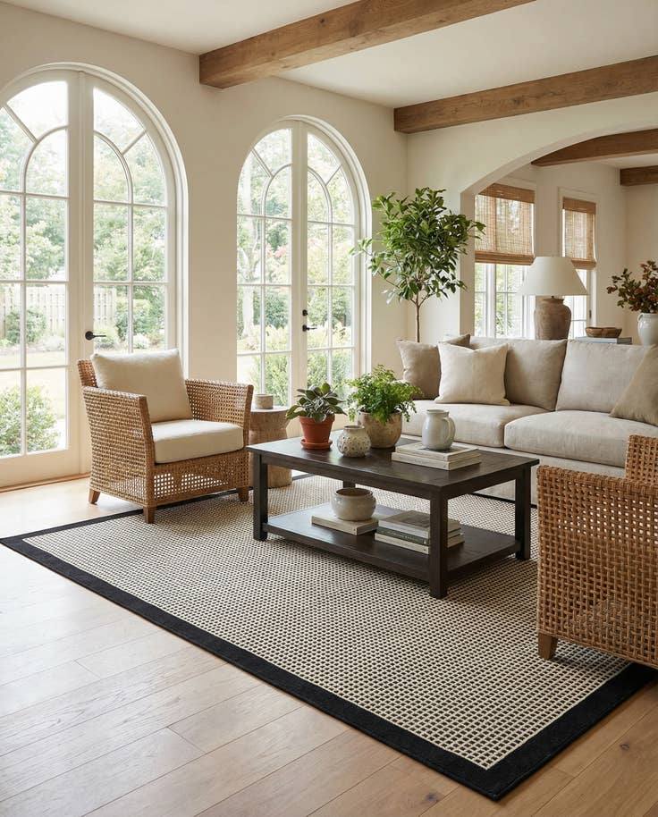 Detail image of 7' 10 x 7' 10 Easy-Clean Border Indoor / Outdoor Square Rug