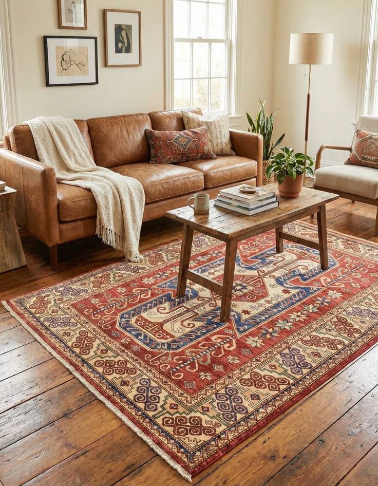 Detail image of 5' 9 x 8'  Hand Knotted Kazak Oriental Rug