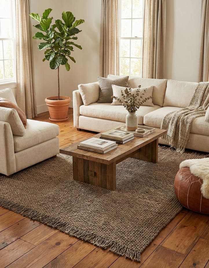 7' 10 x 7' 10 Hand Woven Chunky Jute Square Rug