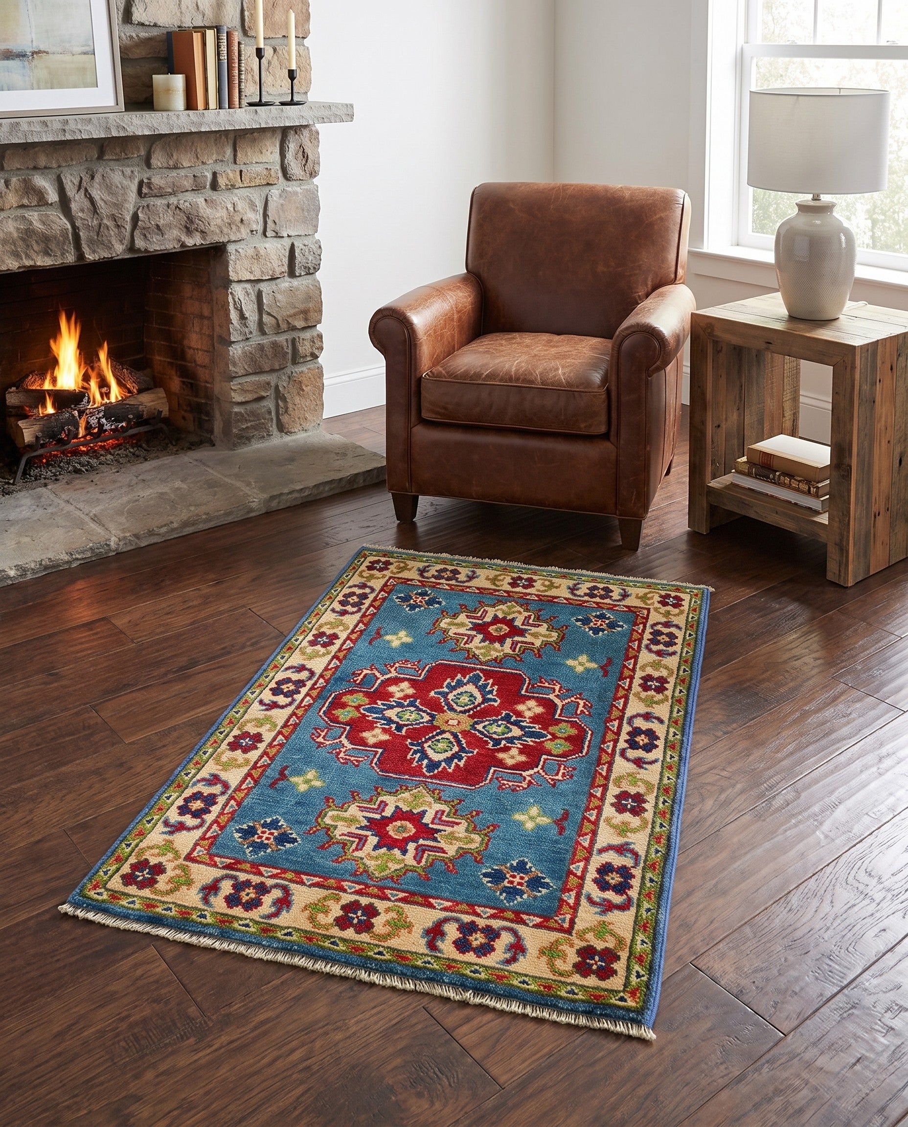 2' x 3' Hand Knotted Kazak Rug