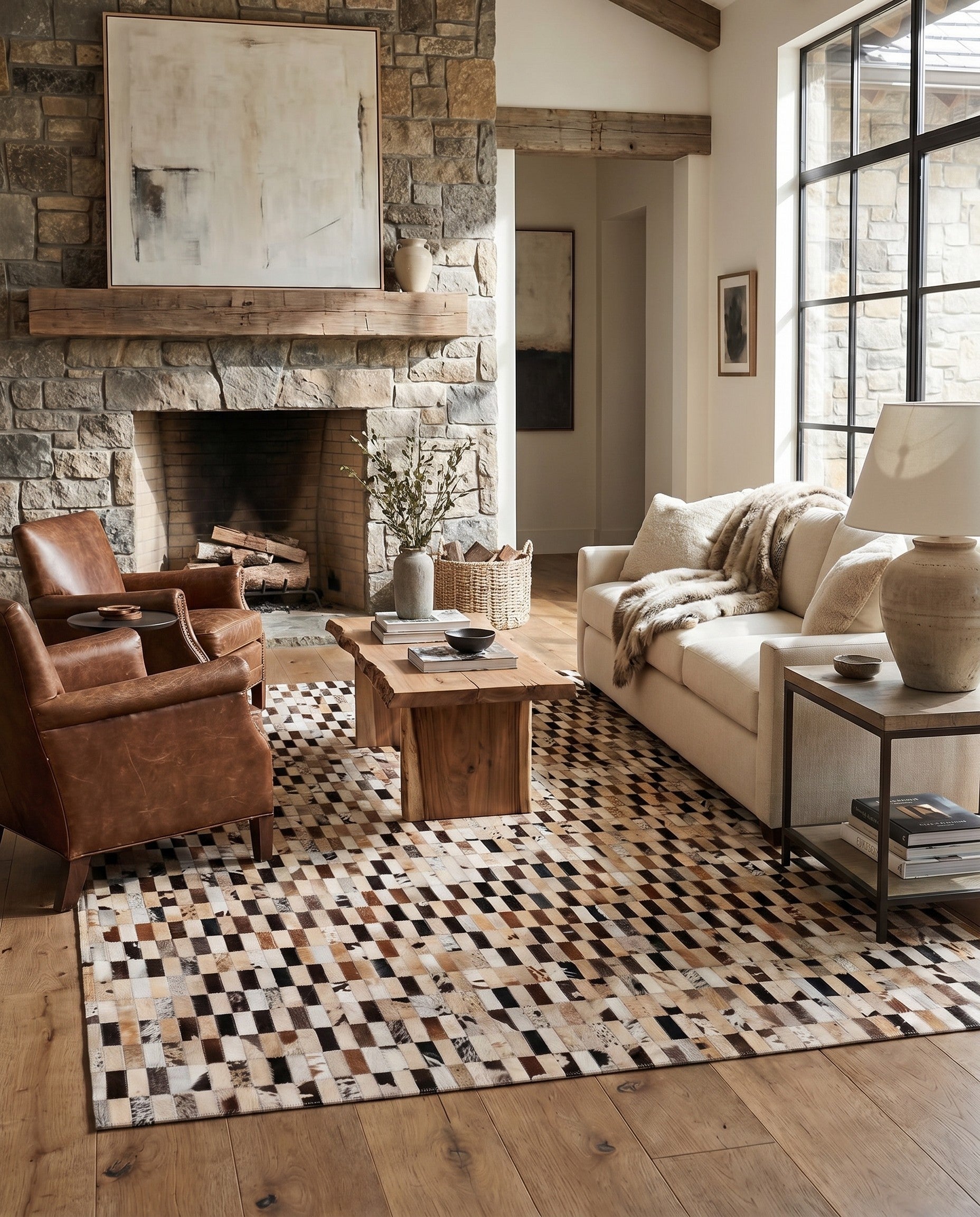 5' x 7' 9 Cowhide Stocks Rug