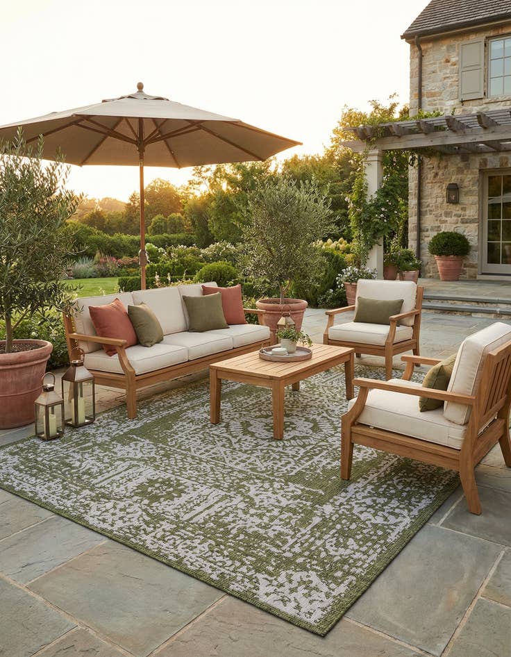 Detail image of 10' x 13'  Washable Traditional Indoor / Outdoor Rug