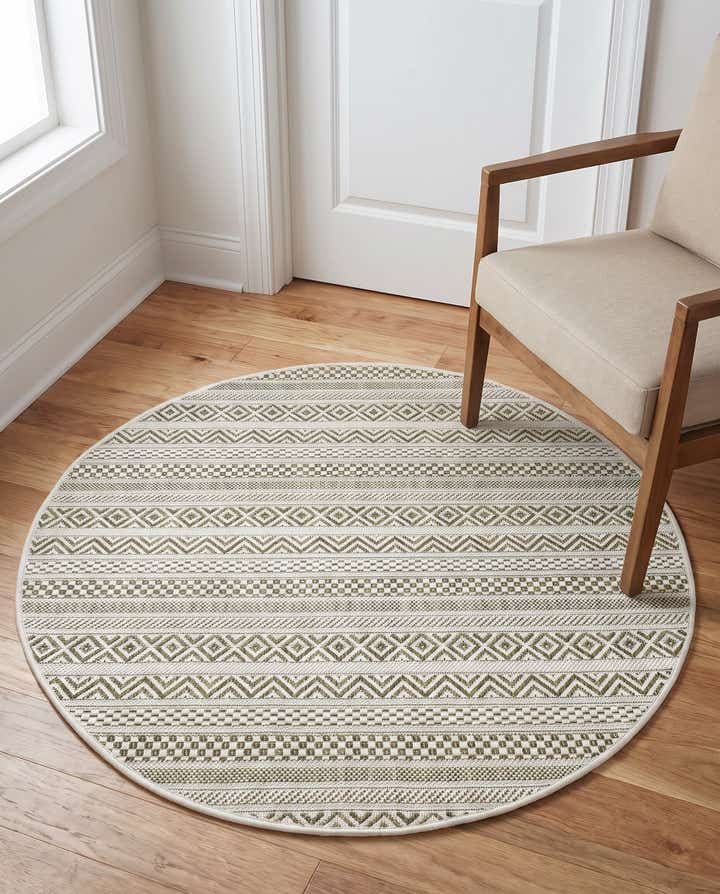 3' x 3' Easy-Clean Ribbon Indoor / Outdoor Round Rug
