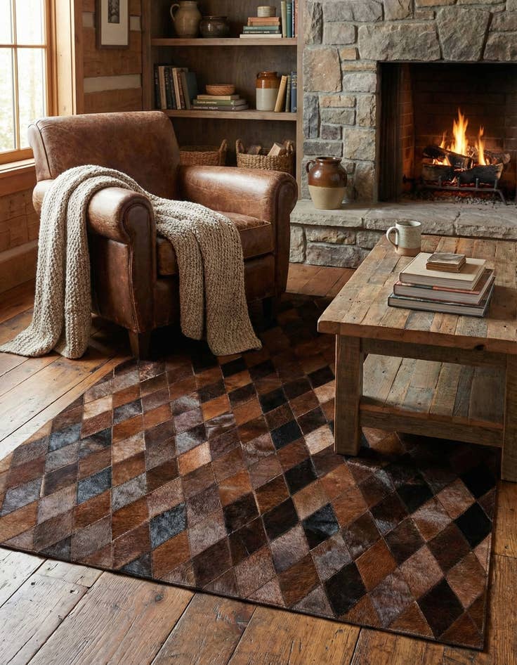 Detail image of 4' 1 x 5' 10 Cowhide Stocks Rug