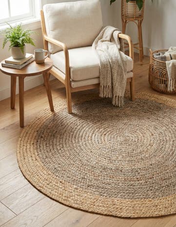 3' 3 x 3' 3 Handmade Braided Jute Round Rug