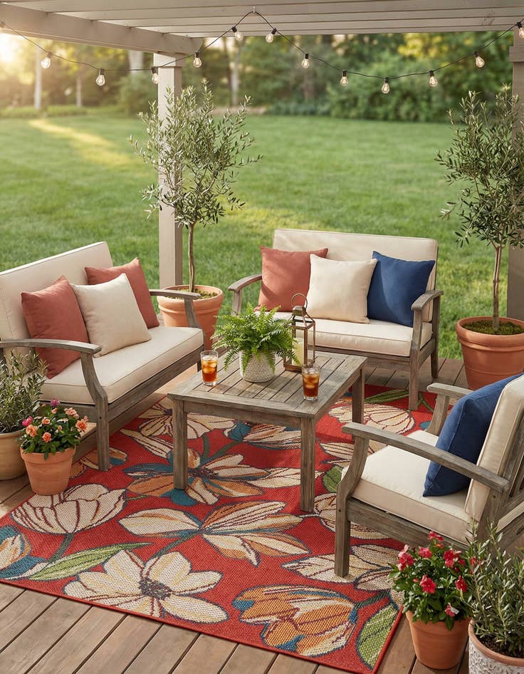 Detail image of 5' 3 x 8'  Washable Baja Indoor / Outdoor Rug