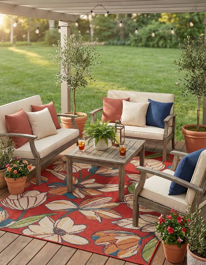 5' 3 x 8' Easy-Clean Baja Indoor / Outdoor Rug