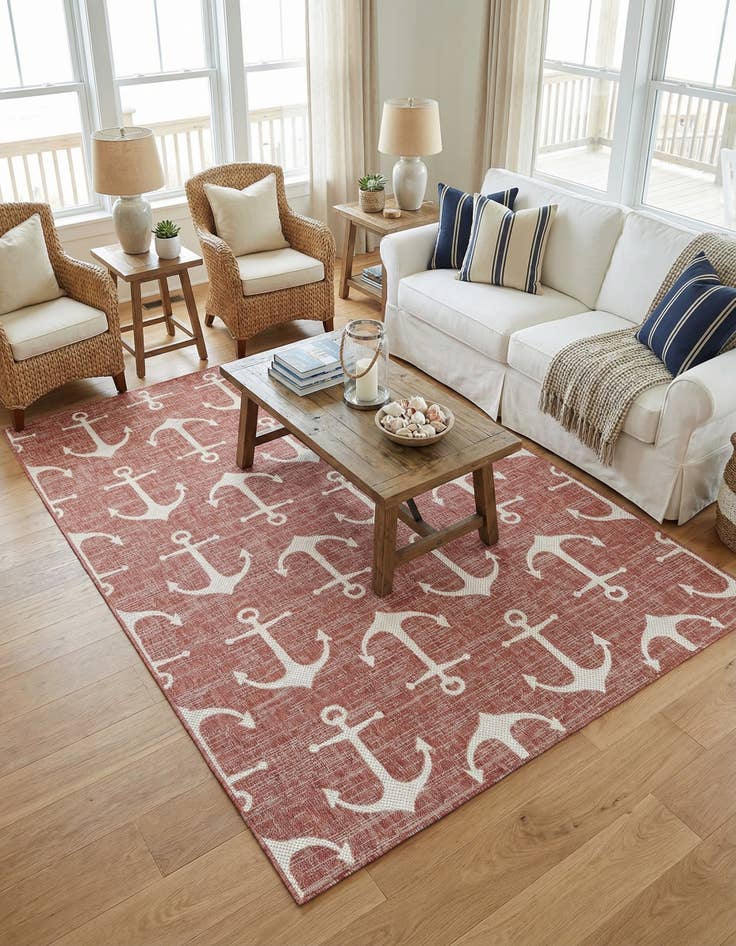 Detail image of 6' x 9'  Washable Coastal Indoor / Outdoor Rug
