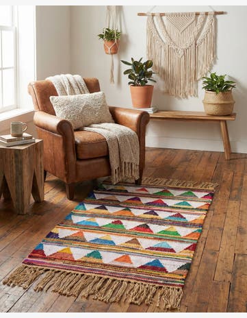 2' x 3' 1 Hand Woven Chindi Trellis Rug