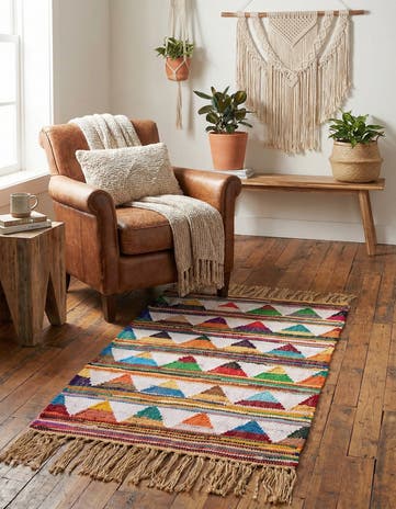 2' x 3' 1 Hand Woven Chindi Trellis Rug