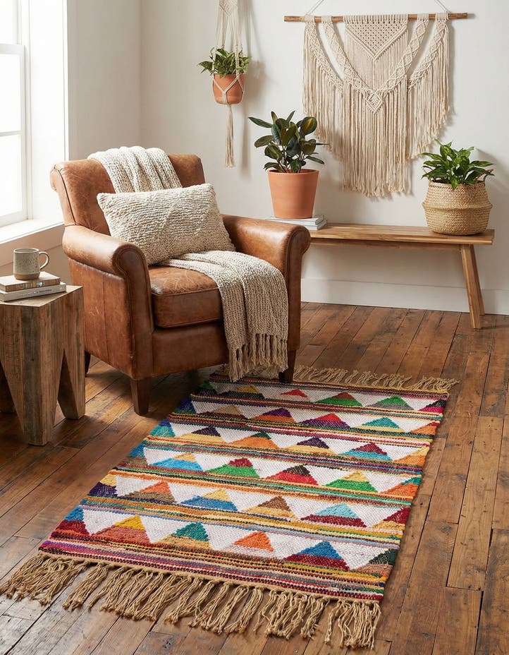 2' x 3' 1 Hand Woven Chindi Trellis Rug