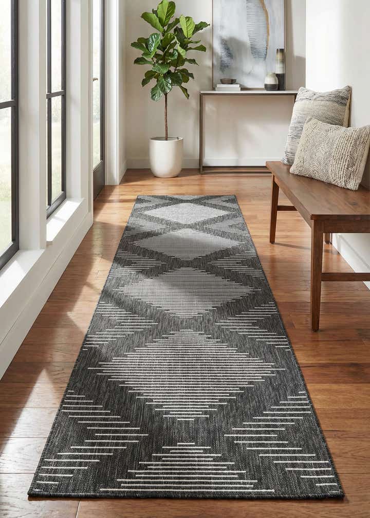 3' 3 x 14' Easy-Clean Modern Indoor / Outdoor Runner Rug