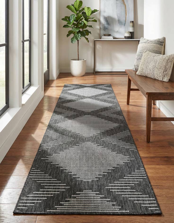 Detail image of 3' 3 x 14'  Washable Modern Indoor / Outdoor Runner Rug