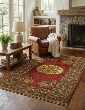 4' 2 x 6' 3 Hand Knotted Sumak Wool Rug