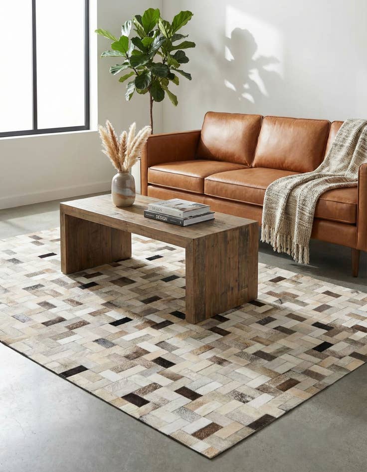 Detail image of 5' x 7' 11 Cowhide Stocks Rug