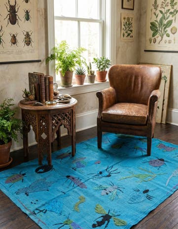 4' 2 x 5' 7 Hand Woven Kilim Suzani Wool Rug