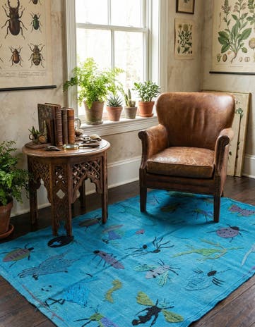 4' 2 x 5' 7 Hand Woven Kilim Suzani Wool Rug