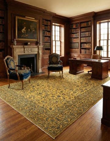 9' 7 x 12' 10 Hand Knotted Kashan Persian Wool Rug