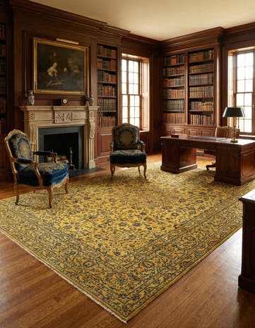 9' 7 x 12' 10 Hand Knotted Kashan Persian Wool Rug