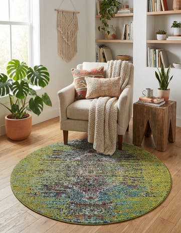 4' x 4' Washable Carnevale Round Rug
