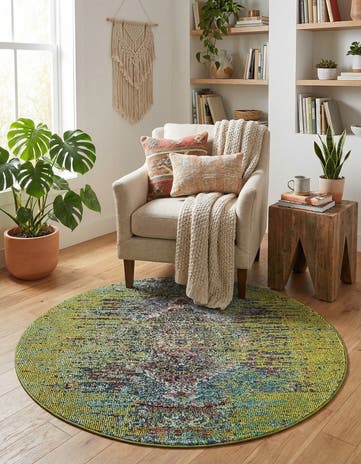 4' x 4' Washable Carnevale Round Rug