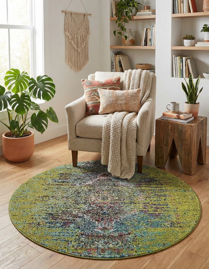 4' x 4' Washable Carnevale Round Rug