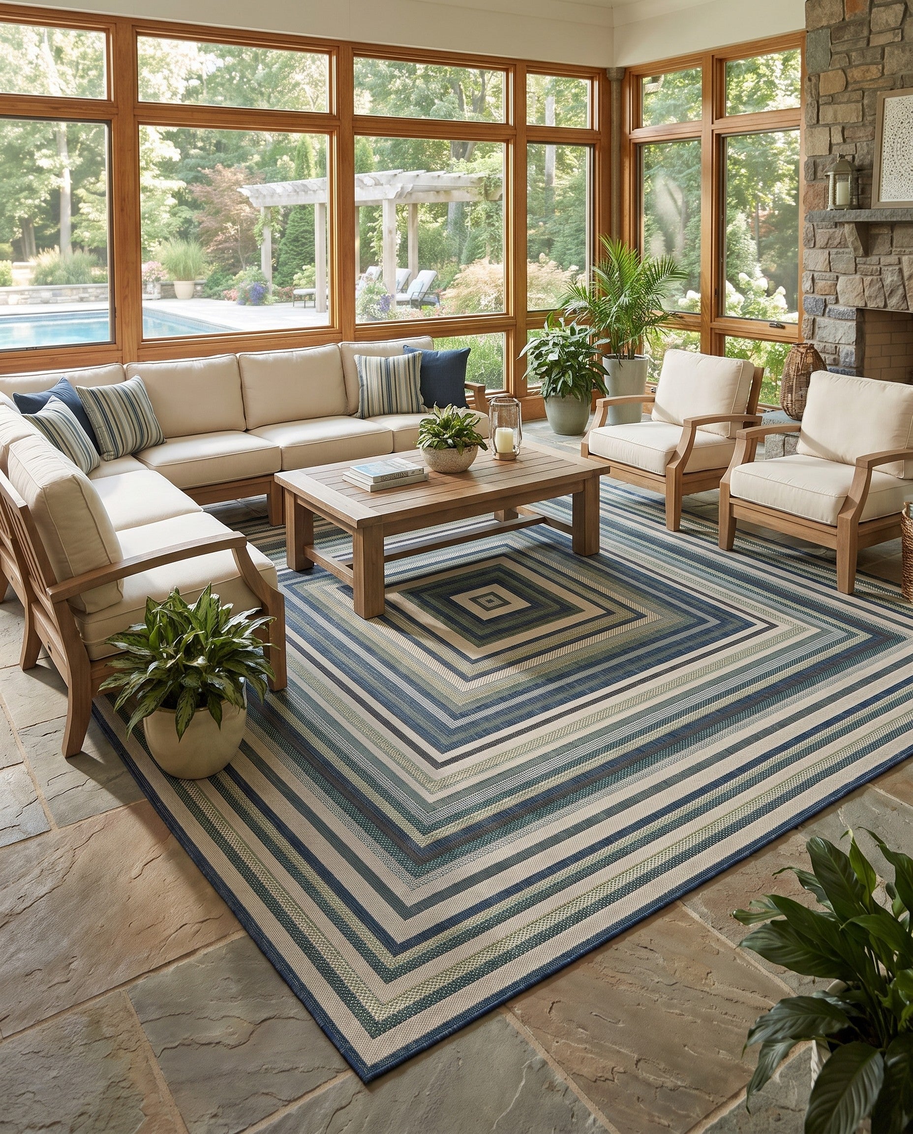 365cm x 365cm Easy-Clean Baja Indoor / Outdoor Square Rug